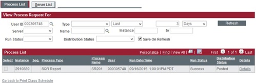 print class schedule process monitor
