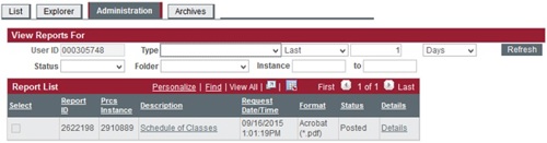 print class schedule report manager