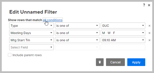 Smartsheet Filter