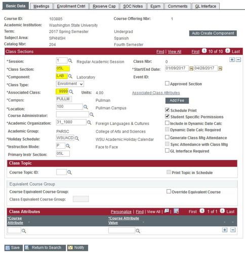 class section coding