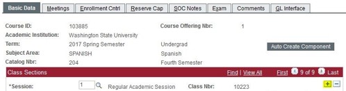 maintain schedule of classes basic data
