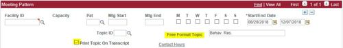 meeting pattern free format topic field highlighted
