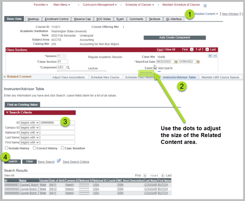 Related Content Instructor Advisor Table