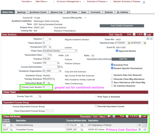 Maintain Schedule of Classes combined class coding example