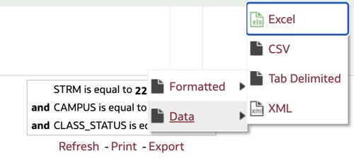 Export options to Excel, CSV, Tab delimited, XML