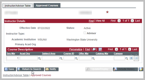 Instructor Advisor Table without access